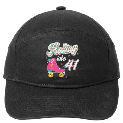 41st Birthday Roller Skates Rolling Into 41 Years Old Bday 7-Panel Snapback Hat
