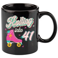 41st Birthday Roller Skates Rolling Into 41 Years Old Bday 11oz C Handle Ceramic Mug