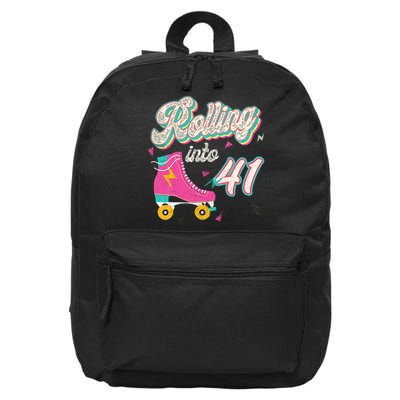 41st Birthday Roller Skates Rolling Into 41 Years Old Bday 16 in Basic Backpack