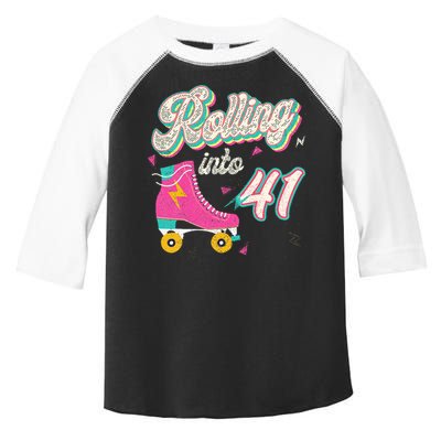 41st Birthday Roller Skates Rolling Into 41 Years Old Bday Toddler Fine Jersey T-Shirt