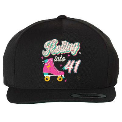 41st Birthday Roller Skates Rolling Into 41 Years Old Bday Wool Snapback Cap