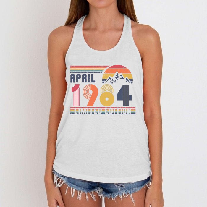 40th Birthday Retro 1984 Birthday Women's Knotted Racerback Tank