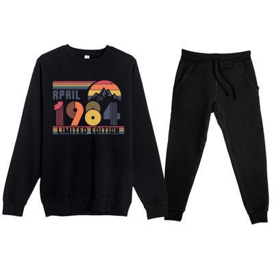 40th Birthday Retro April 1984 Birthday Premium Crewneck Sweatsuit Set