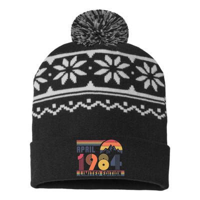 40th Birthday Retro April 1984 Birthday USA-Made Snowflake Beanie