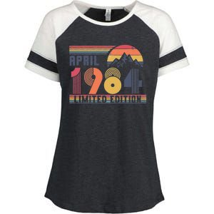 40th Birthday Retro April 1984 Birthday Enza Ladies Jersey Colorblock Tee