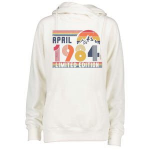 40th Birthday Retro April 1984 Birthday Womens Funnel Neck Pullover Hood