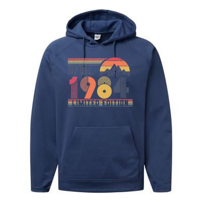 40th Birthday Retro April 1984 Birthday Performance Fleece Hoodie