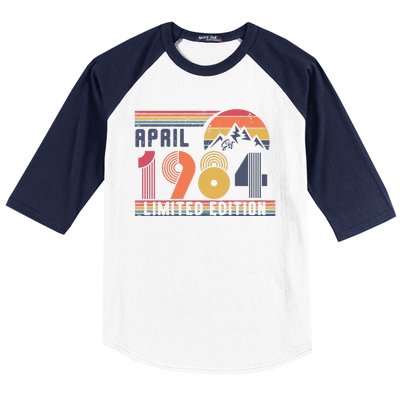 40th Birthday Retro April 1984 Birthday Baseball Sleeve Shirt