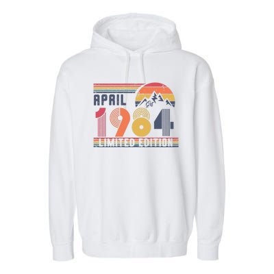 40th Birthday Retro April 1984 Birthday Garment-Dyed Fleece Hoodie