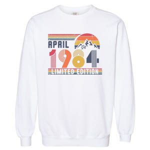 40th Birthday Retro April 1984 Birthday Garment-Dyed Sweatshirt