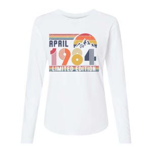 40th Birthday Retro April 1984 Birthday Womens Cotton Relaxed Long Sleeve T-Shirt