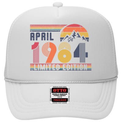 40th Birthday Retro April 1984 Birthday High Crown Mesh Back Trucker Hat