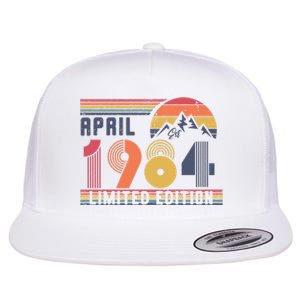 40th Birthday Retro April 1984 Birthday Flat Bill Trucker Hat