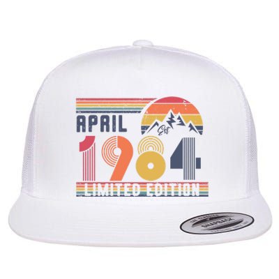 40th Birthday Retro April 1984 Birthday Flat Bill Trucker Hat