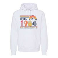 40th Birthday Retro April 1984 Birthday Premium Hoodie