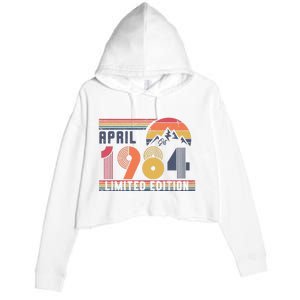 40th Birthday Retro April 1984 Birthday Crop Fleece Hoodie