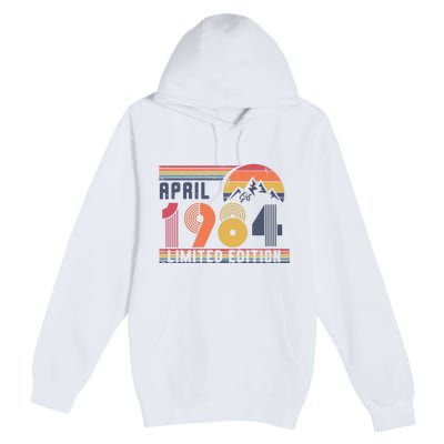 40th Birthday Retro April 1984 Birthday Premium Pullover Hoodie