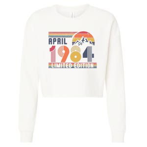 40th Birthday Retro April 1984 Birthday Cropped Pullover Crew