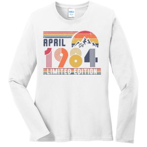 40th Birthday Retro April 1984 Birthday Ladies Long Sleeve Shirt