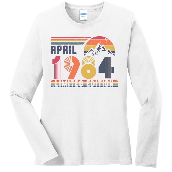 40th Birthday Retro April 1984 Birthday Ladies Long Sleeve Shirt