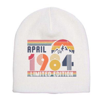 40th Birthday Retro April 1984 Birthday Short Acrylic Beanie