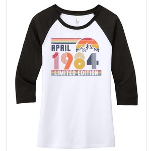 40th Birthday Retro April 1984 Birthday Women's Tri-Blend 3/4-Sleeve Raglan Shirt