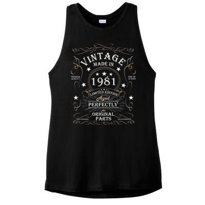 43th Birthday Retro Limited Edition Man Woman Vintage 1981 Ladies PosiCharge Tri-Blend Wicking Tank