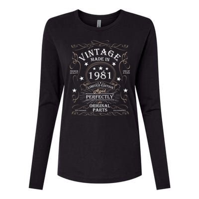 43th Birthday Retro Limited Edition Man Woman Vintage 1981 Womens Cotton Relaxed Long Sleeve T-Shirt