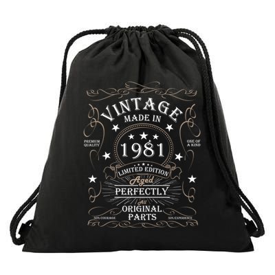 43th Birthday Retro Limited Edition Man Woman Vintage 1981 Drawstring Bag