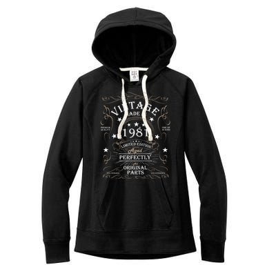 43th Birthday Retro Limited Edition Man Woman Vintage 1981 Women's Fleece Hoodie