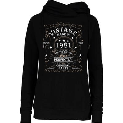 43th Birthday Retro Limited Edition Man Woman Vintage 1981 Womens Funnel Neck Pullover Hood