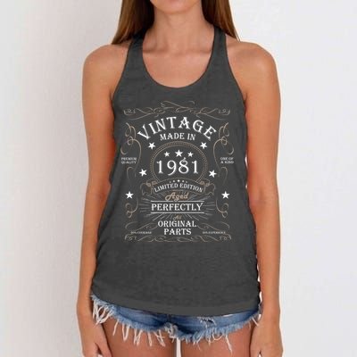 43th Birthday Retro Limited Edition Man Woman Vintage 1981 Women's Knotted Racerback Tank