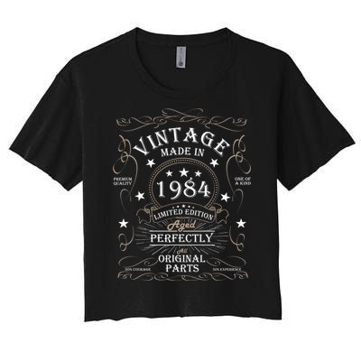 40th Birthday Retro Limited Edition Man Woman Vintage 1984 Women's Crop Top Tee