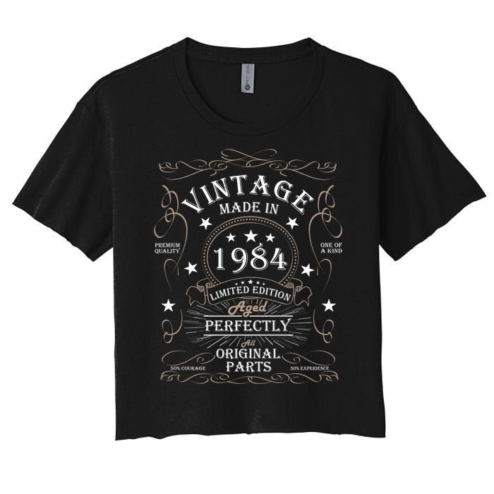 40th Birthday Retro Limited Edition Man Woman Vintage 1984 Women's Crop Top Tee