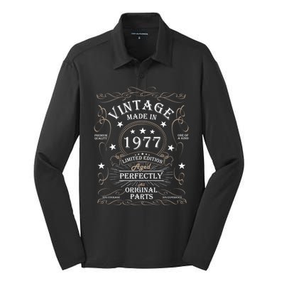 47th Birthday Retro Limited Edition Man Woman Vintage 1977 Silk Touch Performance Long Sleeve Polo