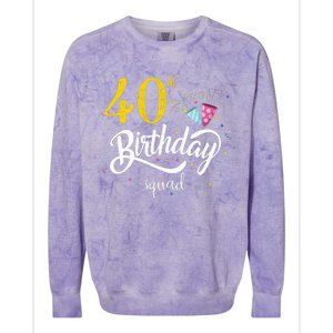 40th Birthday Squad 40 Party Crew Group Colorblast Crewneck Sweatshirt