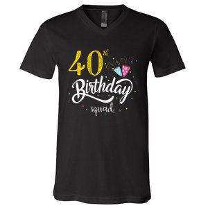 40th Birthday Squad 40 Party Crew Group V-Neck T-Shirt