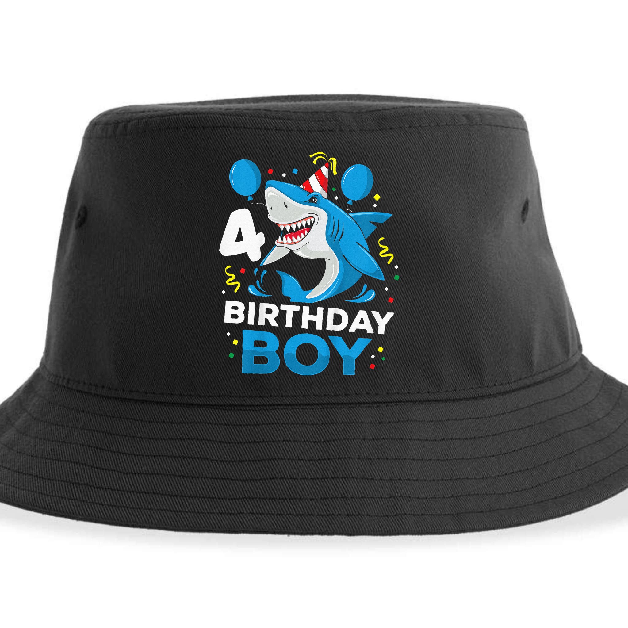 4th Birthday Shark Ocean Theme Party 4 Years Old Sustainable Bucket Hat