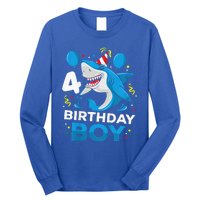 4th Birthday Shark Ocean Theme Party 4 Years Old Long Sleeve Shirt