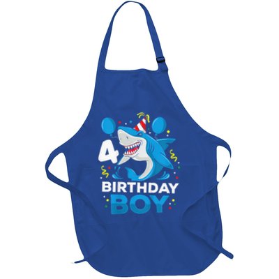 4th Birthday Shark Ocean Theme Party 4 Years Old Apron