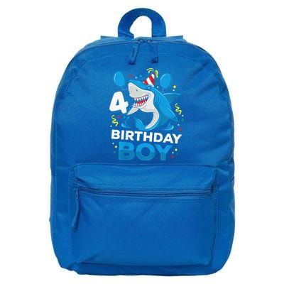 4th Birthday Shark Ocean Theme Party 4 Years Old 16 in Basic Backpack