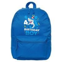 4th Birthday Shark Ocean Theme Party 4 Years Old 16 in Basic Backpack
