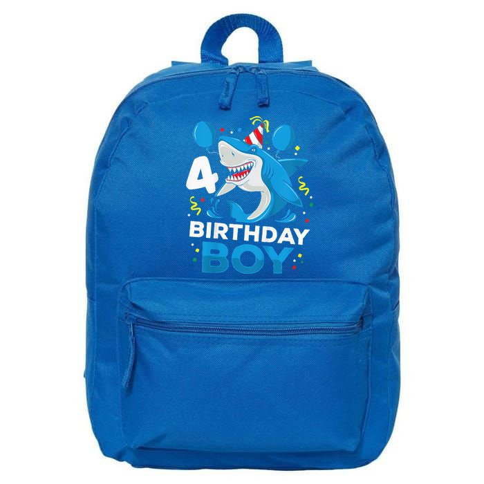 4th Birthday Shark Ocean Theme Party 4 Years Old 16 in Basic Backpack