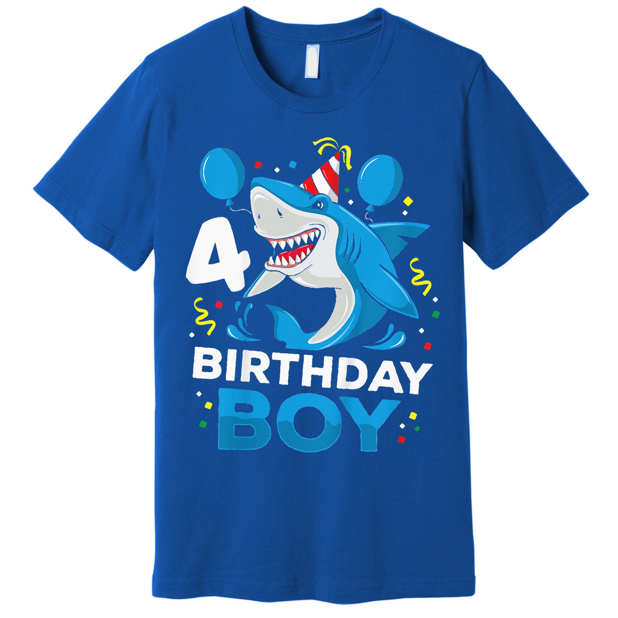 4th Birthday Shark Ocean Theme Party 4 Years Old Premium T-Shirt