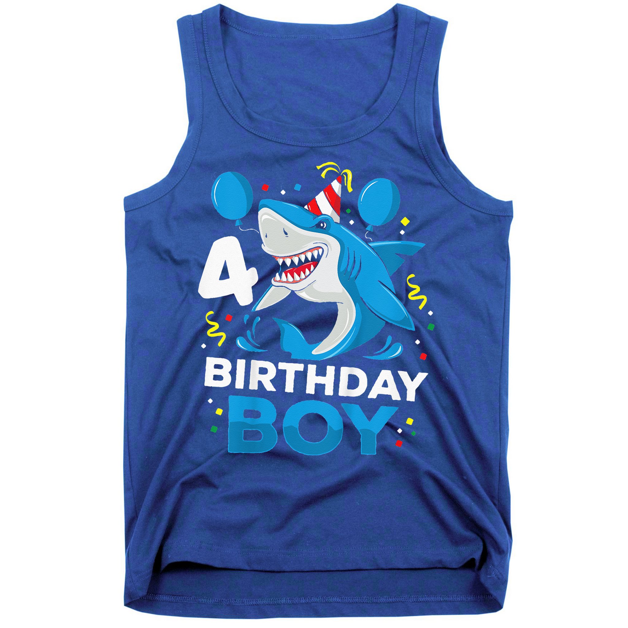 4th Birthday Shark Ocean Theme Party 4 Years Old Tank Top