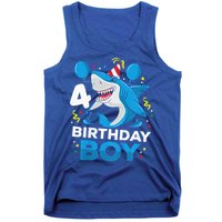 4th Birthday Shark Ocean Theme Party 4 Years Old Tank Top