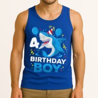 4th Birthday Shark Ocean Theme Party 4 Years Old Tank Top