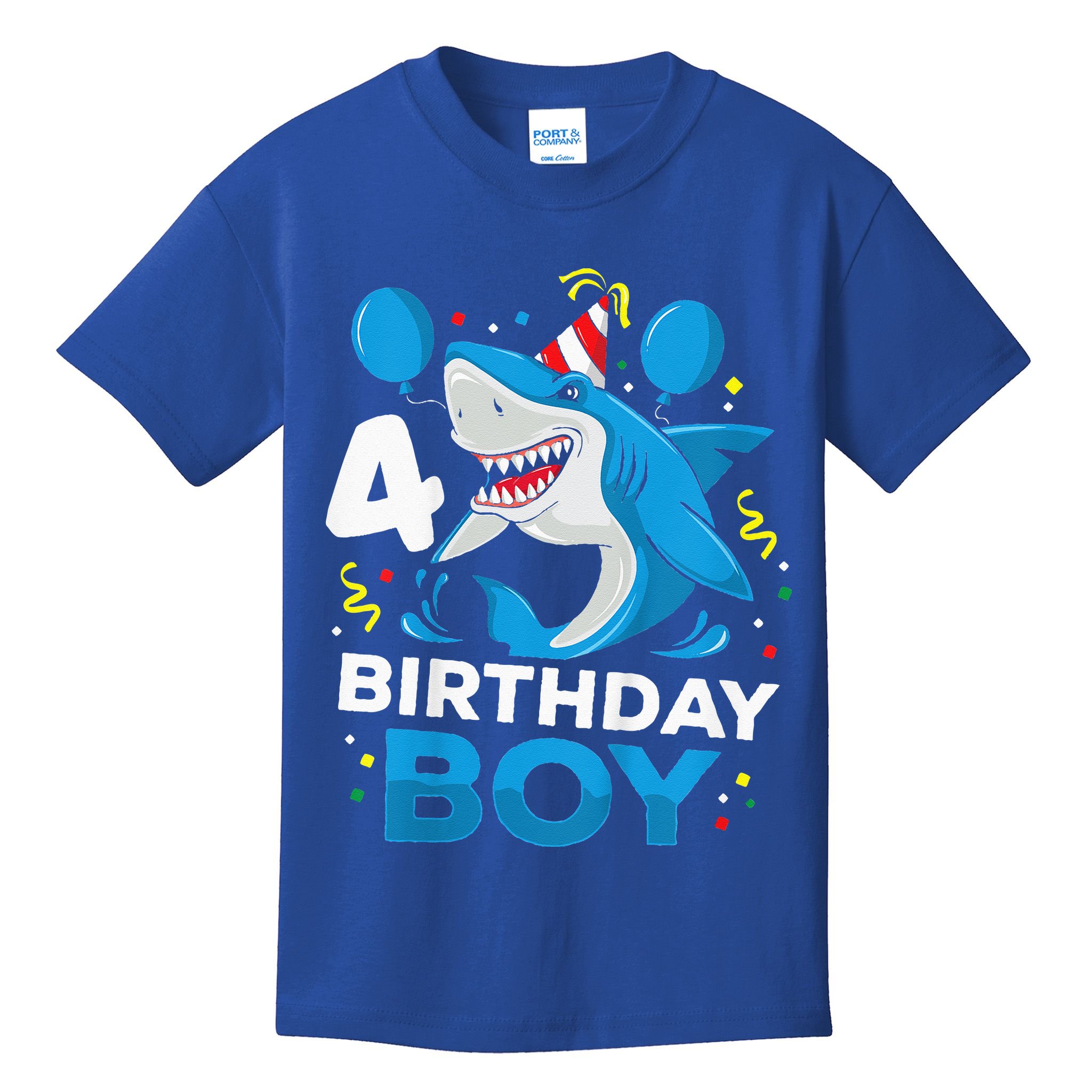 4th Birthday Shark Ocean Theme Party 4 Years Old Kids T-Shirt