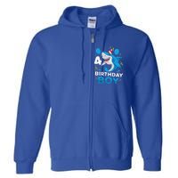 4th Birthday Shark Ocean Theme Party 4 Years Old Full Zip Hoodie