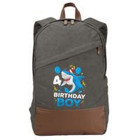 4th Birthday Shark Ocean Theme Party 4 Years Old Cotton Canvas Backpack
